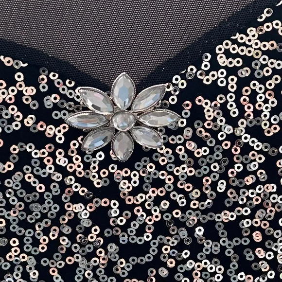 1920's Style Black  Sequin  Mini Dress  w/ Fringe by Fina LA - Picture 3 of 12